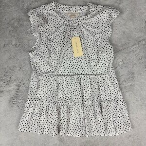 Monteau Sleeveless Blouse Polka Dot Spotted Animal Print Tier‎ Ruffle Stretch M